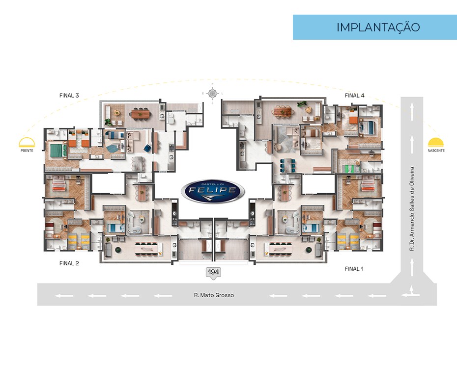 Planta · Pavimento tipo — finais 1 a 4