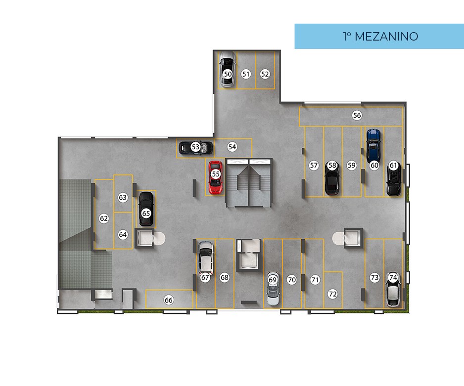 Planta · 1º mezanino (garagem)