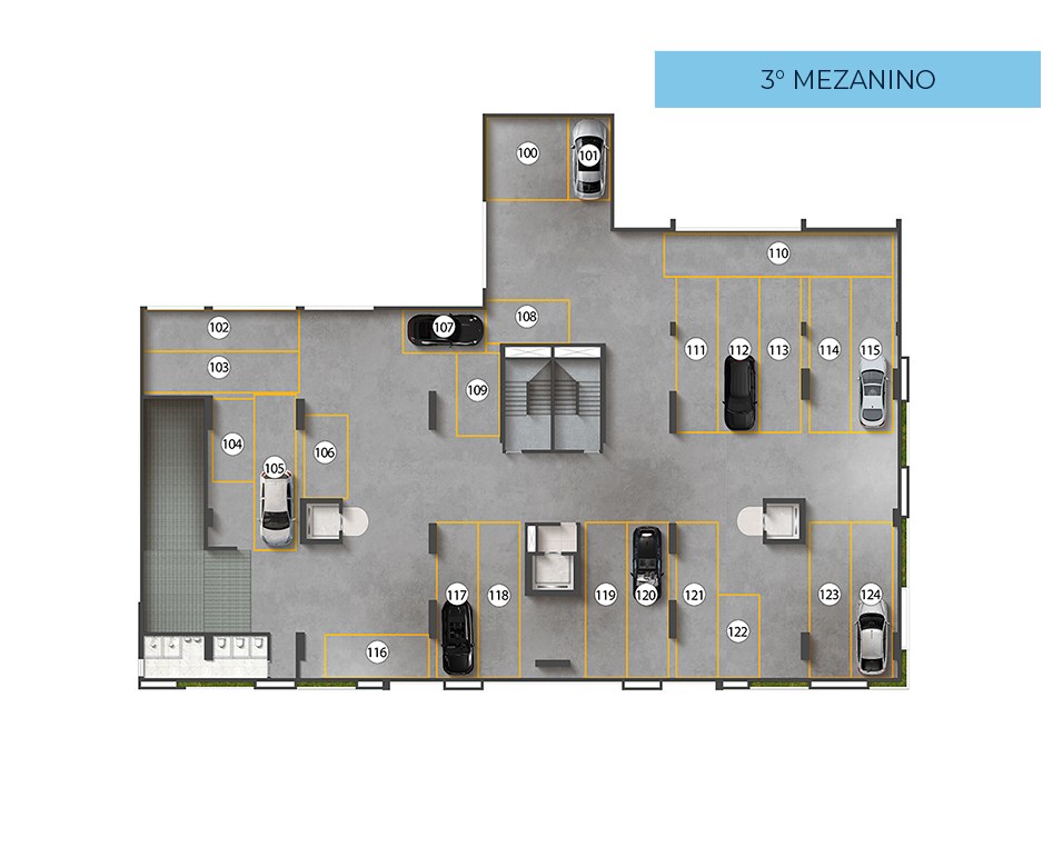 Planta · 3º mezanino (garagem)