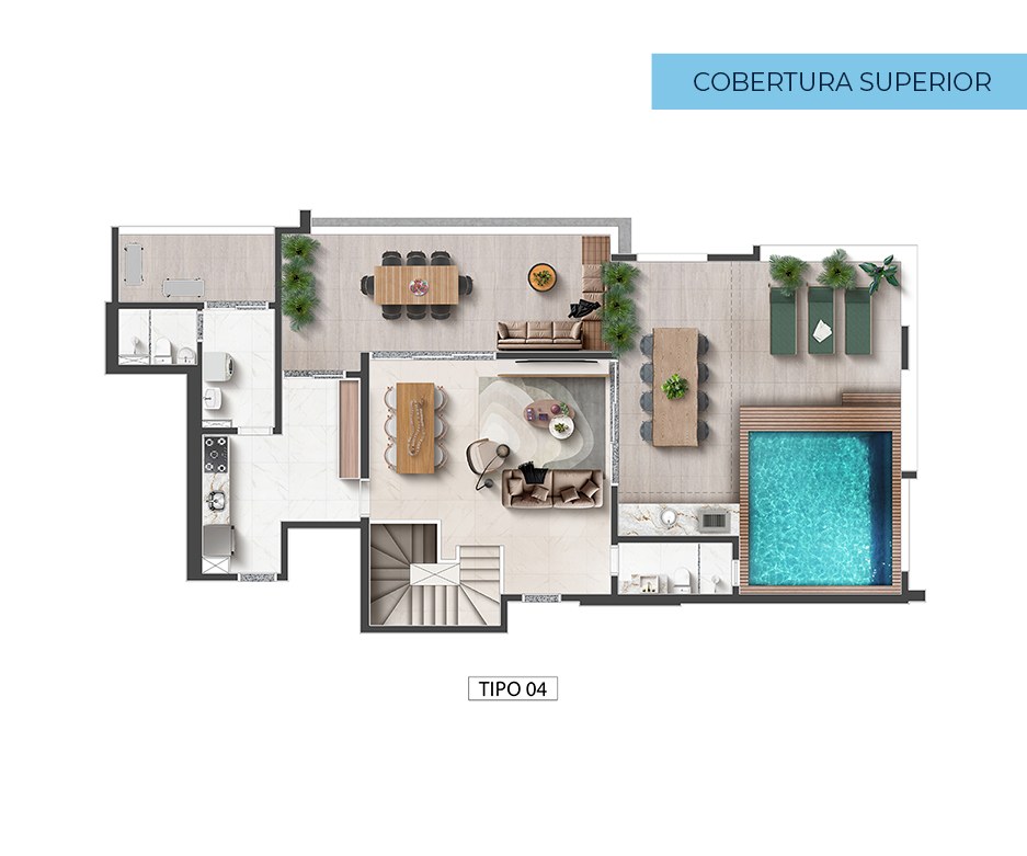 Planta · Cobertura duplex tipo 04 — pavimento superior