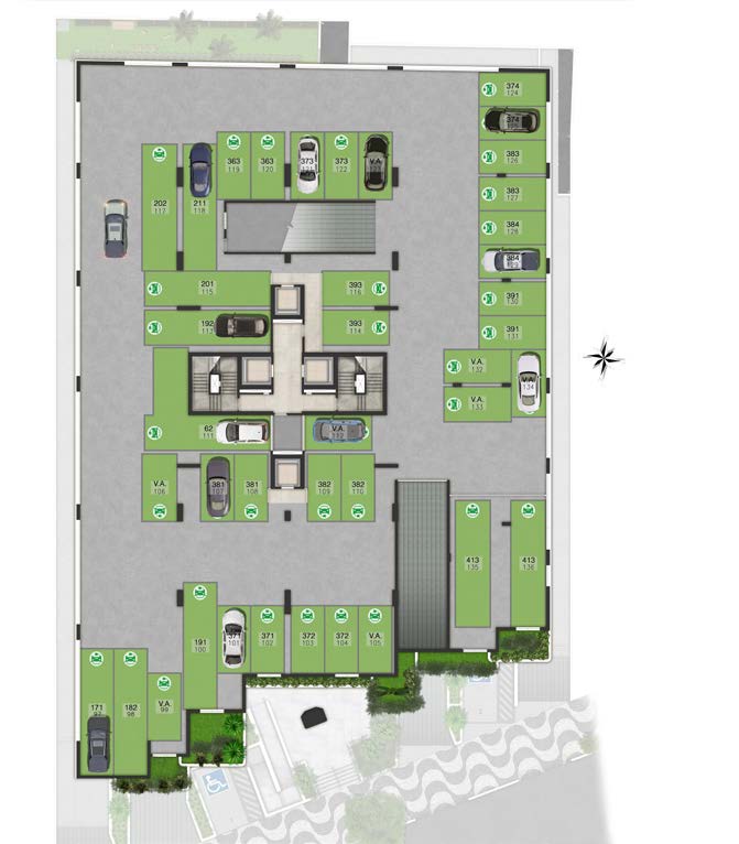 Planta · 1º mezanino de garagem
