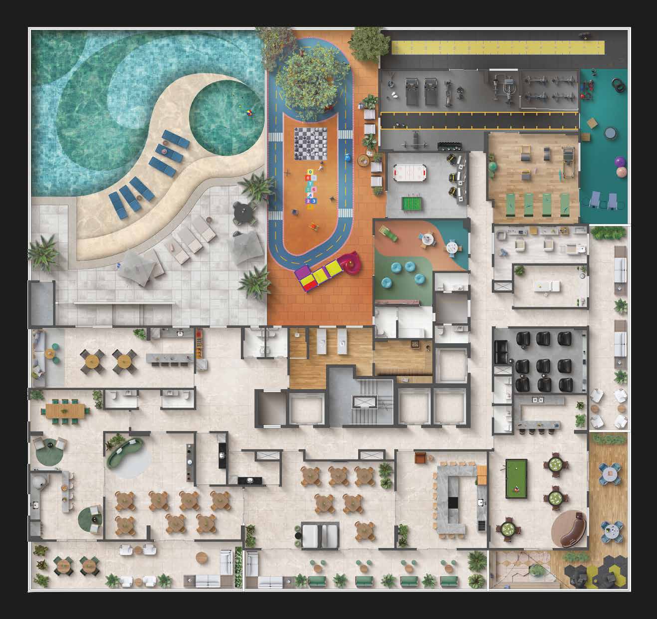 Planta · Implantação do lazer (27 itens)