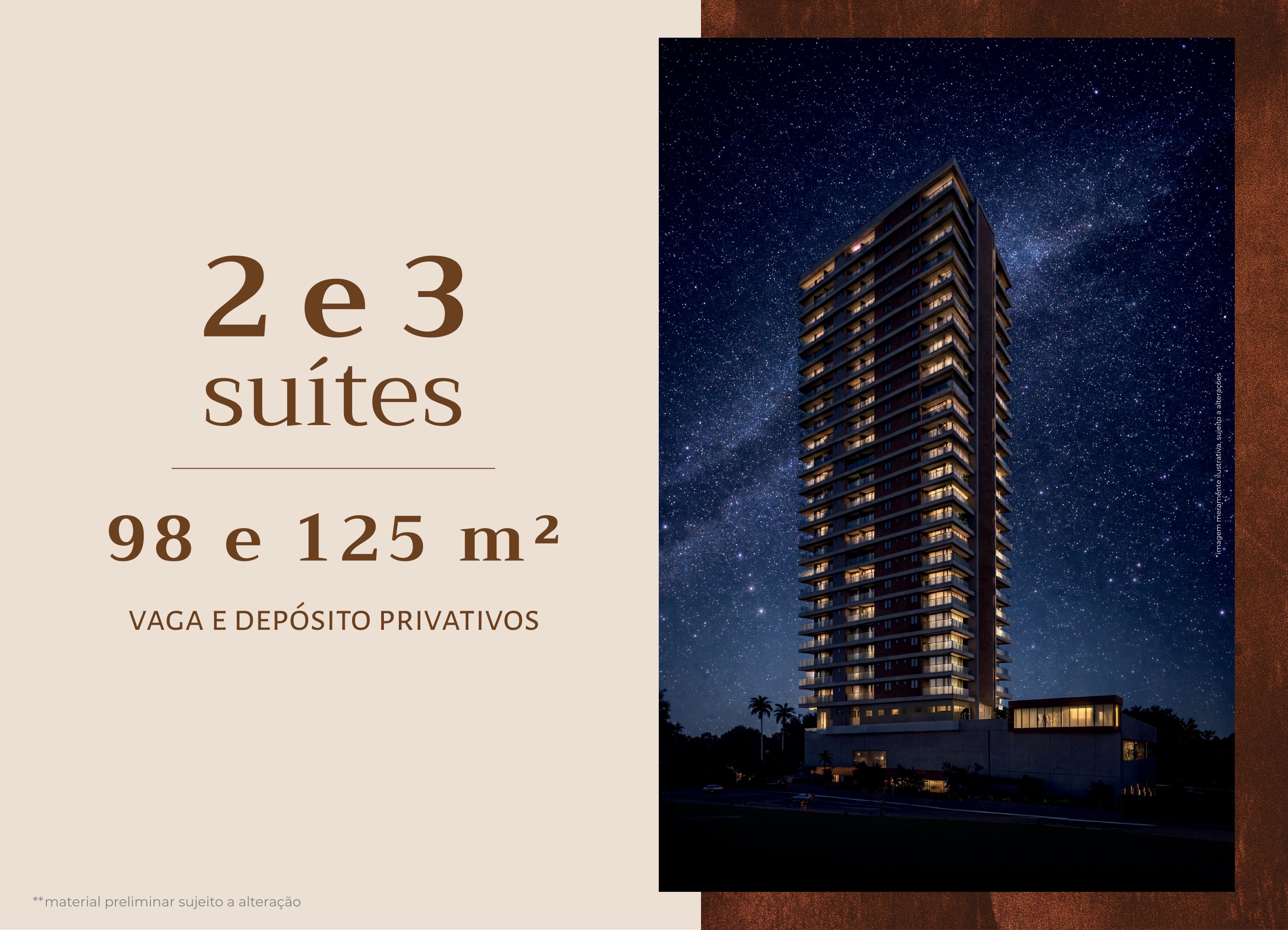 Perspectiva · Torre — 2 e 3 suítes, 98 e 125 m²