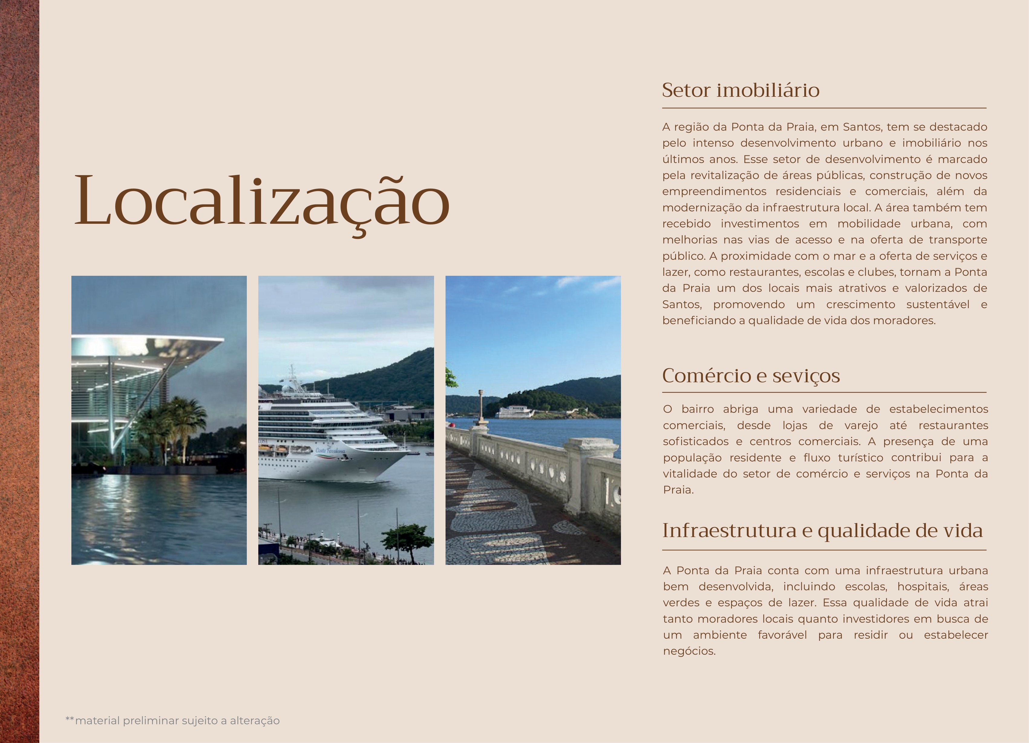 Localização · Setor imobiliário, comércio e infraestrutura