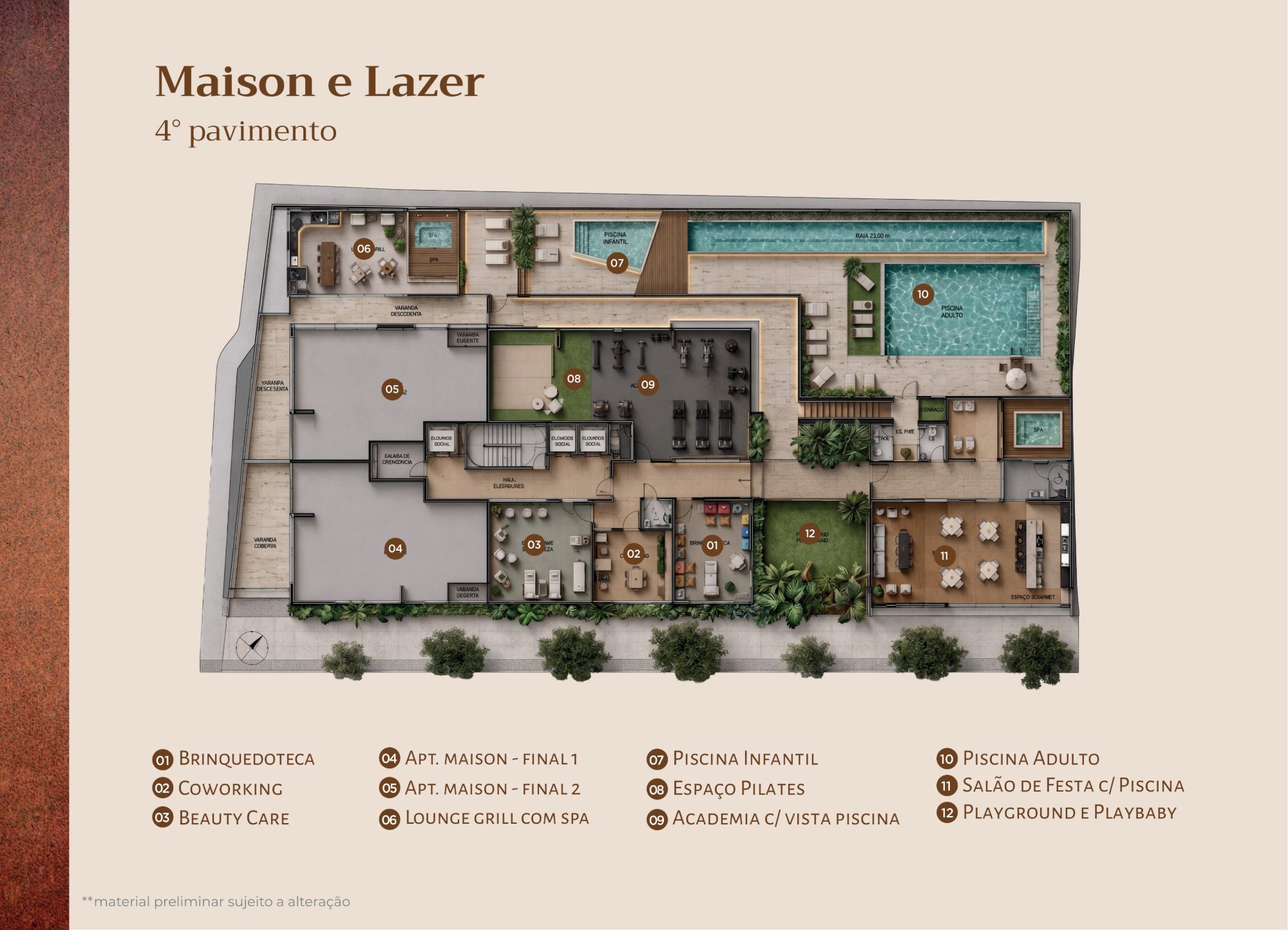 Planta · Maison e lazer (4º pavimento)