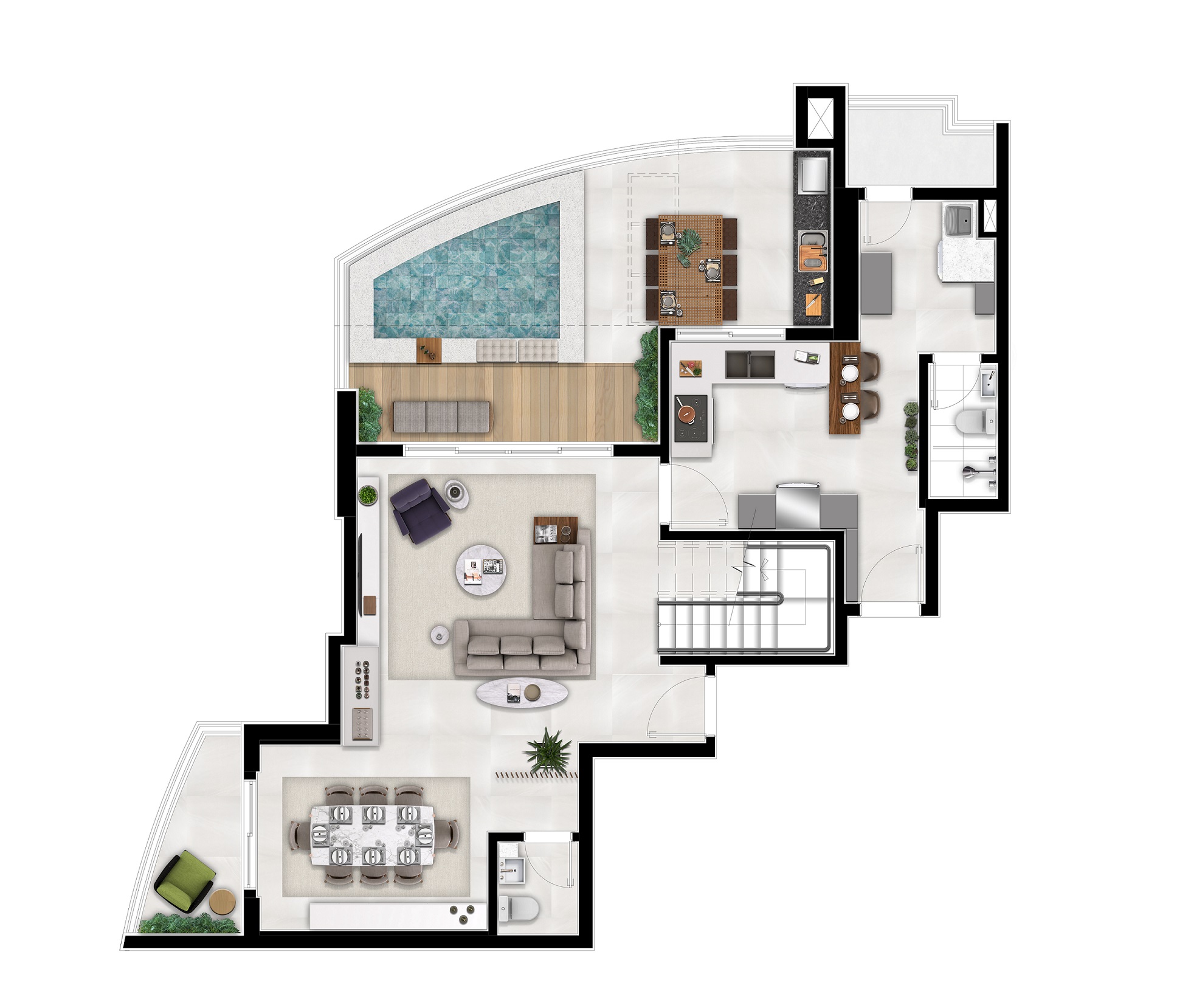 COB 214m² · PLANTA COBERTURA INFERIOR