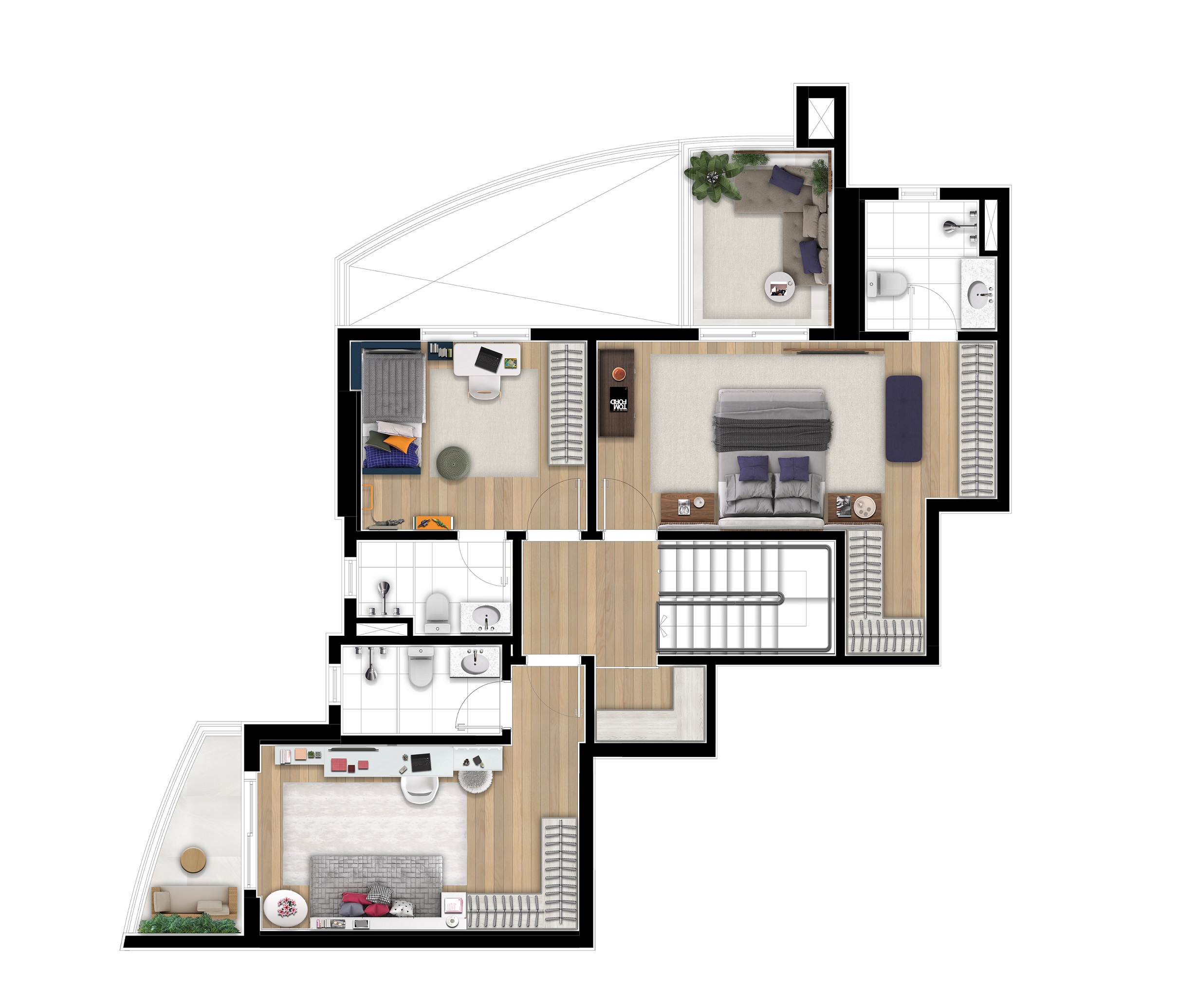 COB 214m² · PLANTA COBERTURA SUPERIOR