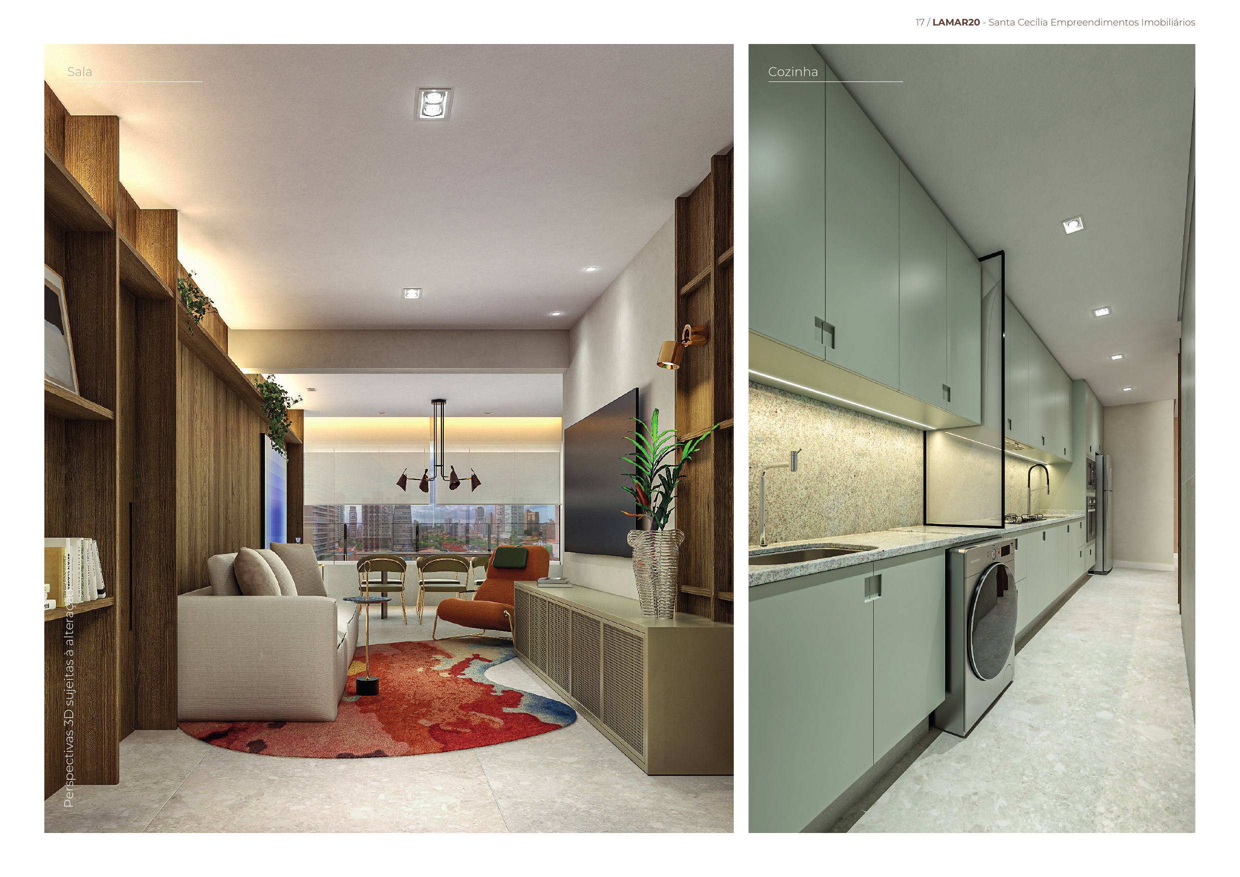 TIPOLOGIA 107 m² · 3 suítes — Sala e cozinha