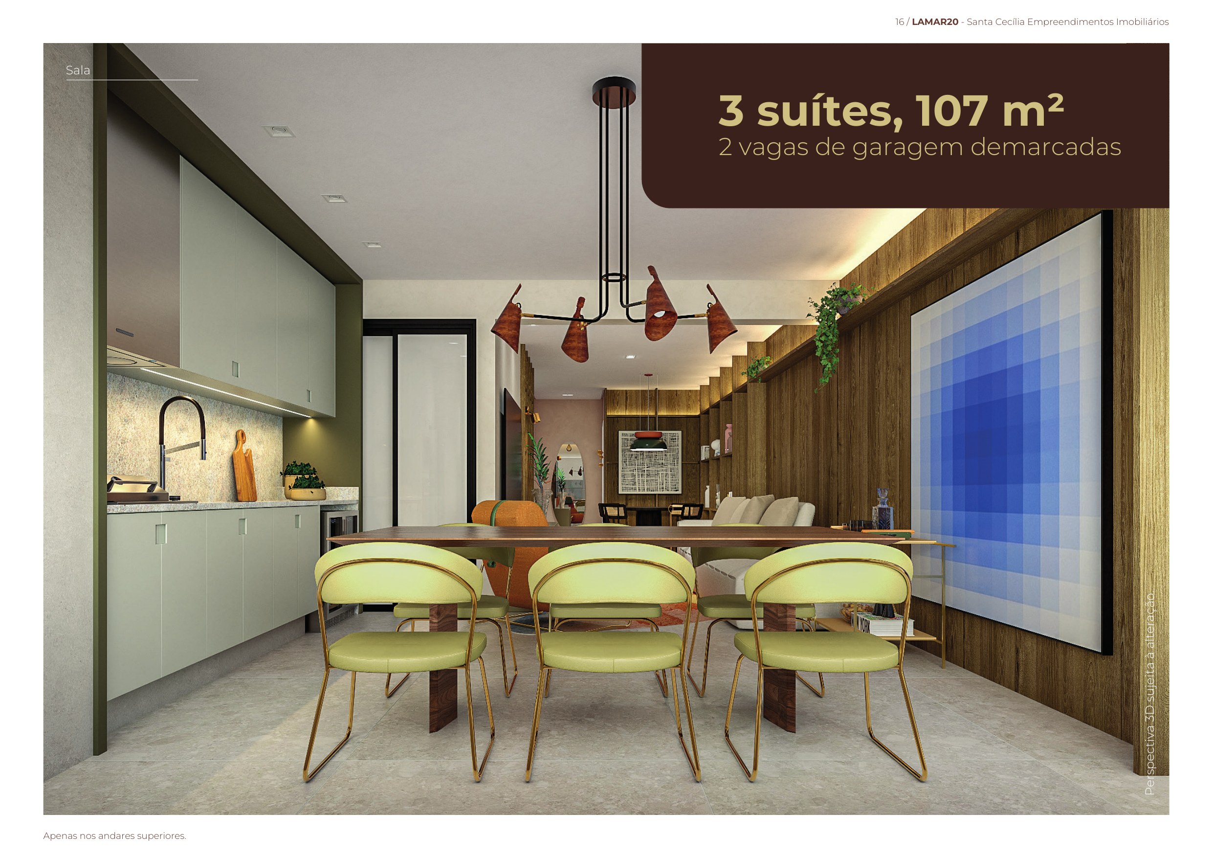 TIPOLOGIA 107 m² · 3 suítes — Sala e jantar