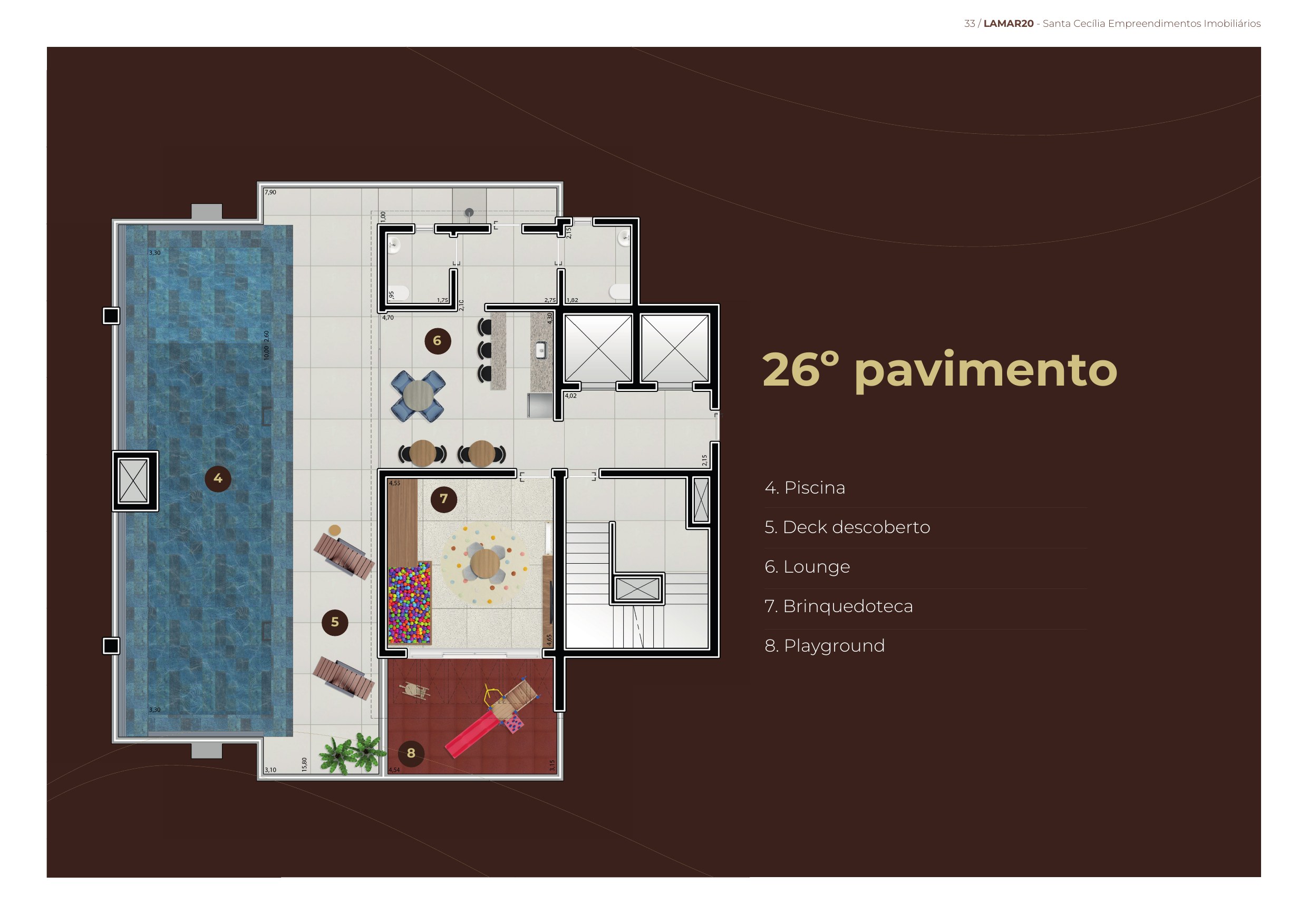 PLANTAS ÁREA COMUM · 26º pavimento (piscina, deck, lounge, brinquedoteca, playground)